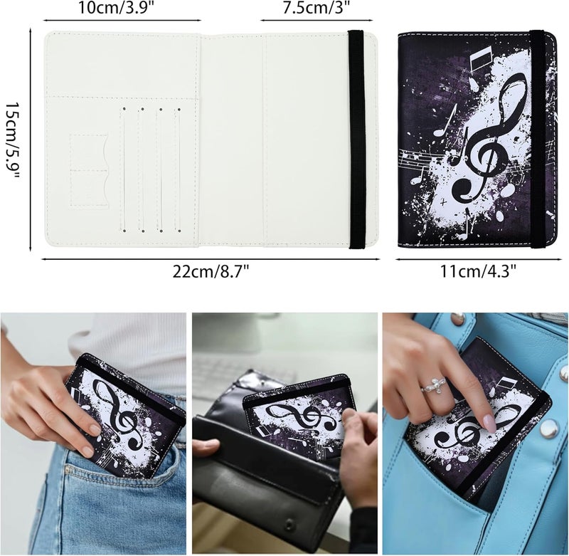 bassyil Music Note Passport Holder for Women and Men PU Leather Passport Cover for Travel - Image 4